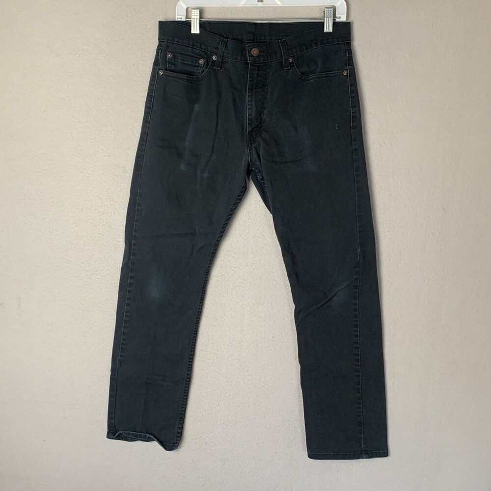 Levis 513 Jeans Mens 32x30 (28) Black Straight Leg Stretch Denim Workwear Preppy